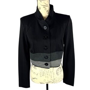 NWT Cabi Womens Black & Grey Cropped Blazer